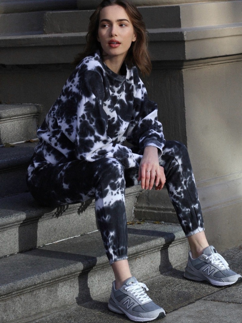 Brunette The Label Marble Tie Dye Best Friend Joggers Blue White Large Soft